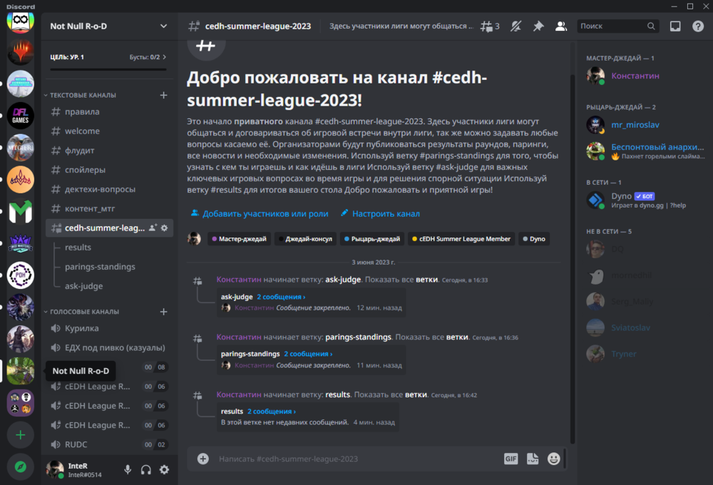 Так выглядит наш канал в Discord